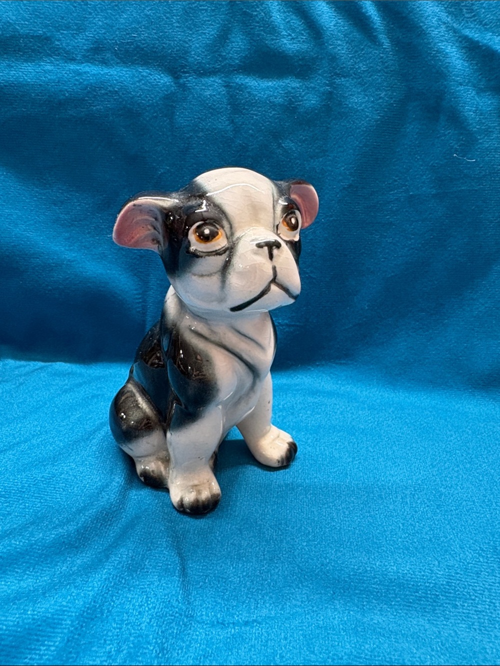 Vintage Hand Painted Ceramic Boston Terrier Figurine